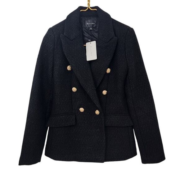 New NWT Revolve Line And Dot Darling Black Tweed Wool Blend Blazer Jacket XS - Picture 6 of 14